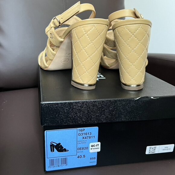 CHANEL Beige Calfskin Sandals (NWT) - Picture 4 of 13